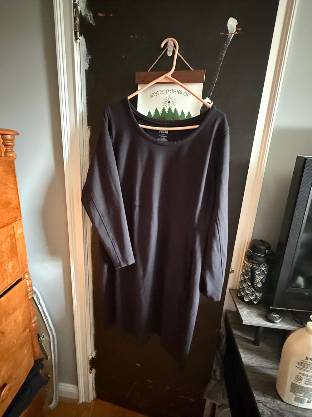 Duluth Trading Co Black Long-Sleeve A-Line Dress